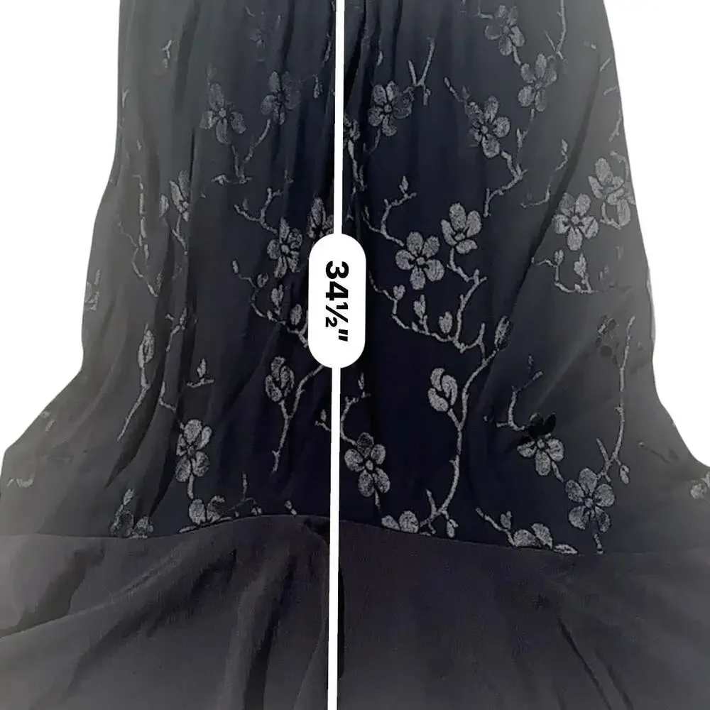 Vintage Spencer Alexis Cherry Blossom Burnout Midi Skirt Black L